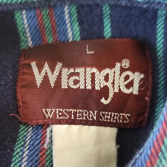 Wrangler Western Pearl Snap Shirt Blue Striped – Size Large - Picture 4 of 4